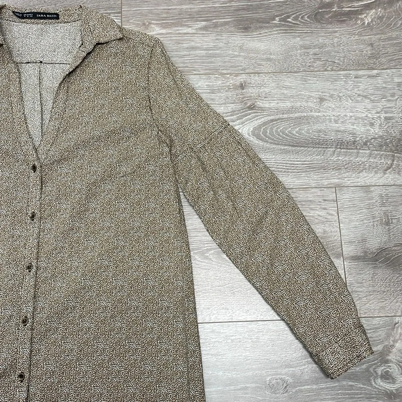 Zara Basic Cheetah Print V-Neck Button Down Tunic Blouse M - Picture 7 of 16